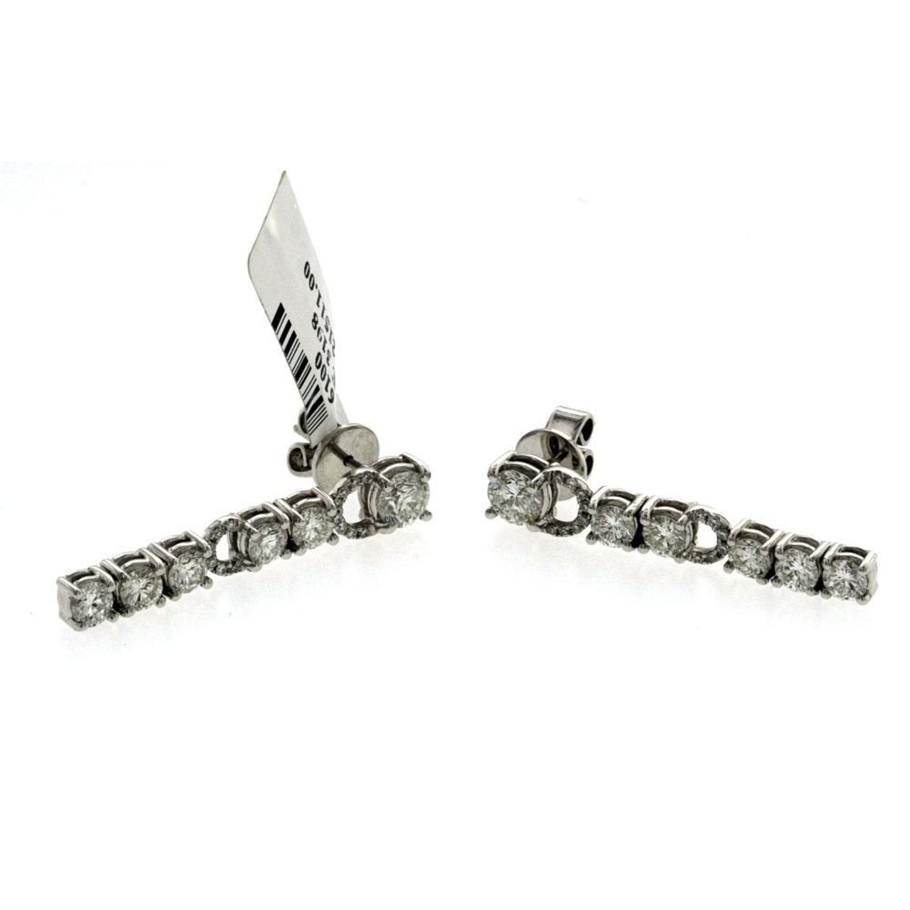 Fine 18K Gold 7.29 Ct Natural Diamonds Earrings - Picture 2 of 4